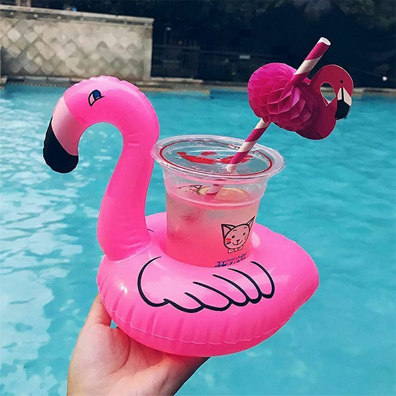 Mini -Tasse Halter aufblasbare Flamingo -Getränke Float Water Getränk Sitz